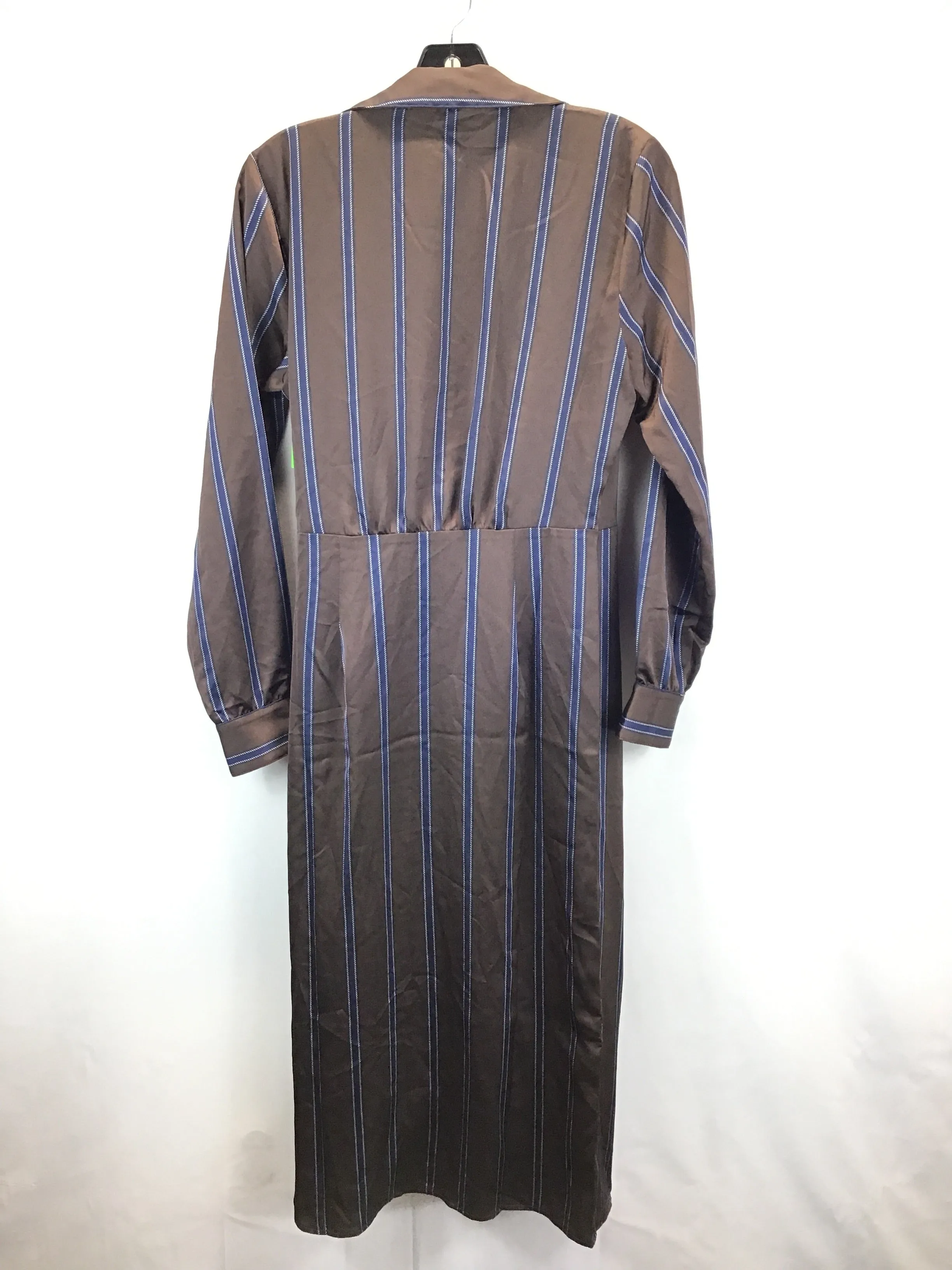 Blue & Brown Dress Casual Midi Loft, Size S