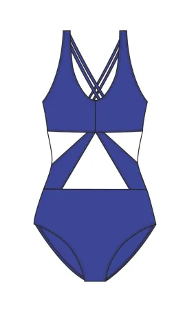 BS Swimwear Blue Mesh One Piece