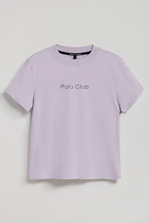 Camiseta Tori boxy fit azul lavanda de acabado peach effect con logo Minimal Combo Polo Club