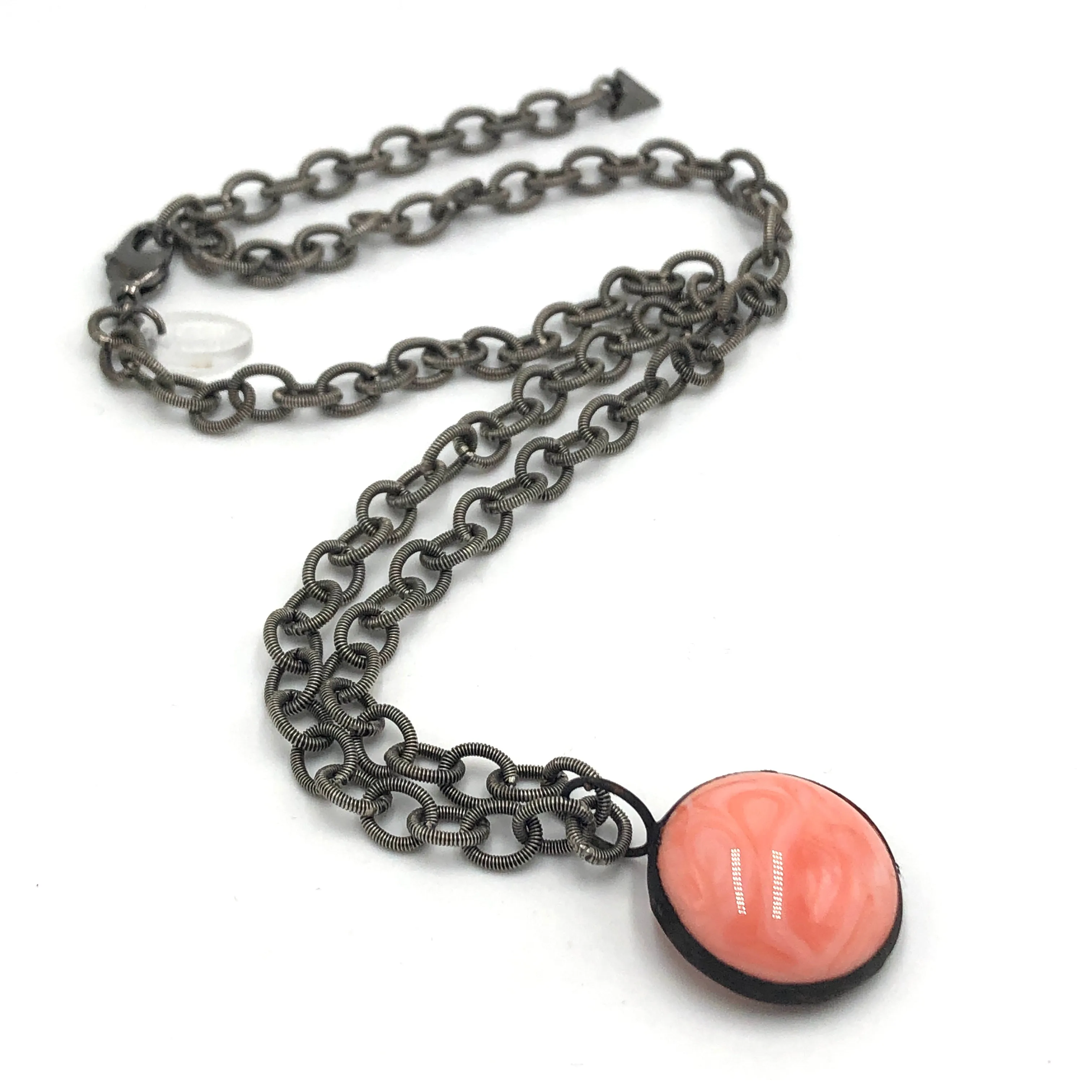 Coralline Pink & Guitar String Layering Necklace