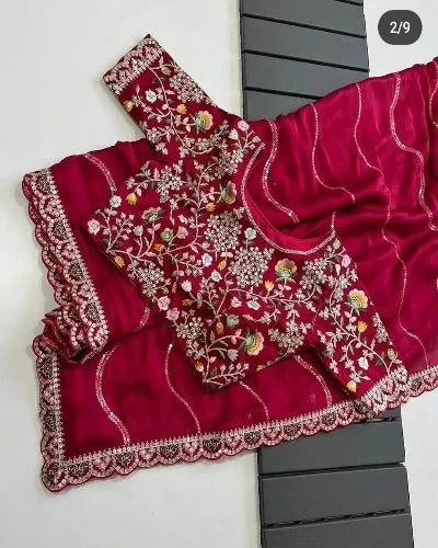 Designer Rangoli Silk Saree With Readymade Stitched blouse