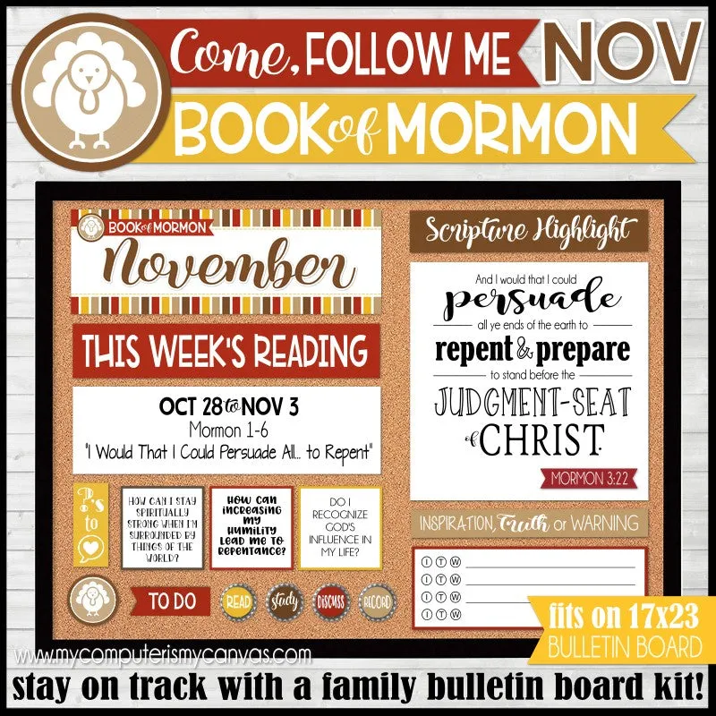 DISCOUNTED 2024 CFM Book of Mormon Family Bulletin Board Kit JAN-DEC {PRINTABLE}