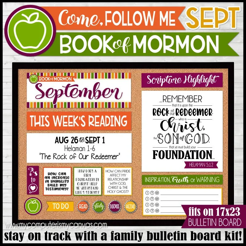 DISCOUNTED 2024 CFM Book of Mormon Family Bulletin Board Kit JAN-DEC {PRINTABLE}