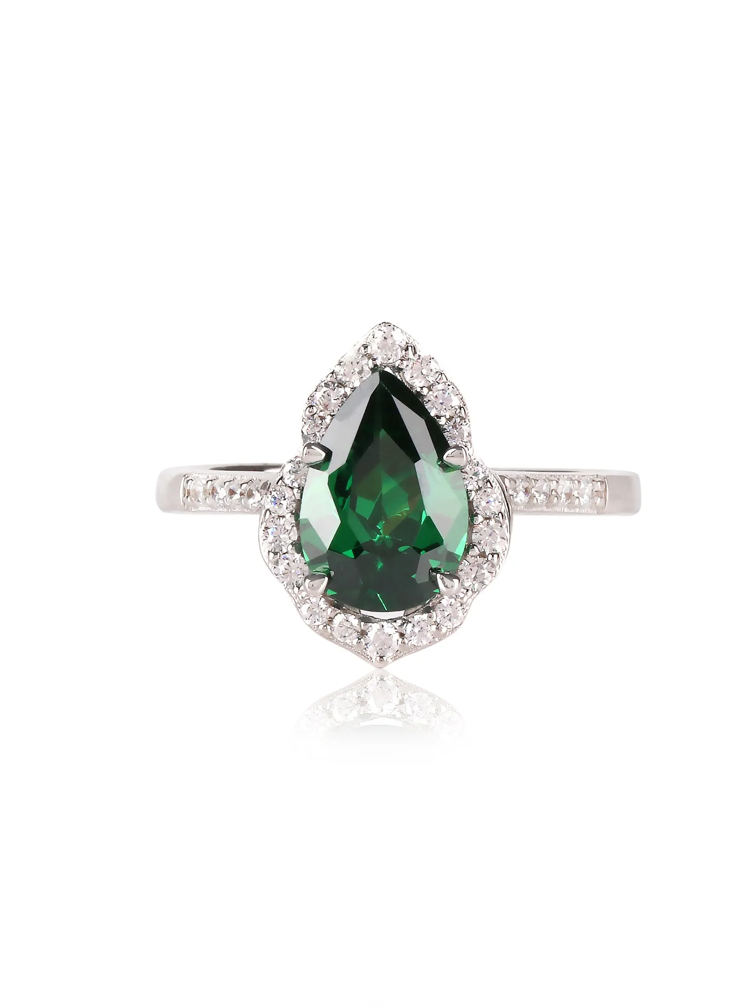 Emerald Pear Shaped Simple Ring