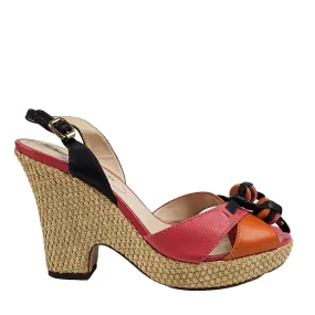 Espadrille 80 Wedge Sandals in Burnt Orange/Pink