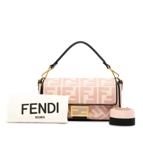 Fendi Baguette Pink Embroidered Zucca Canvas