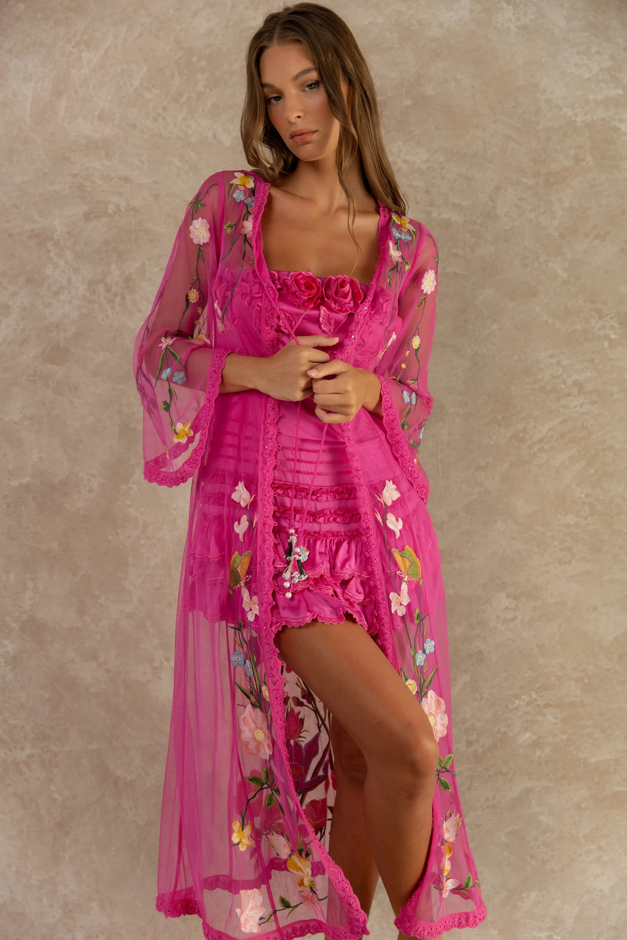 Filigree Nouveau Cover-Up - Super Pink