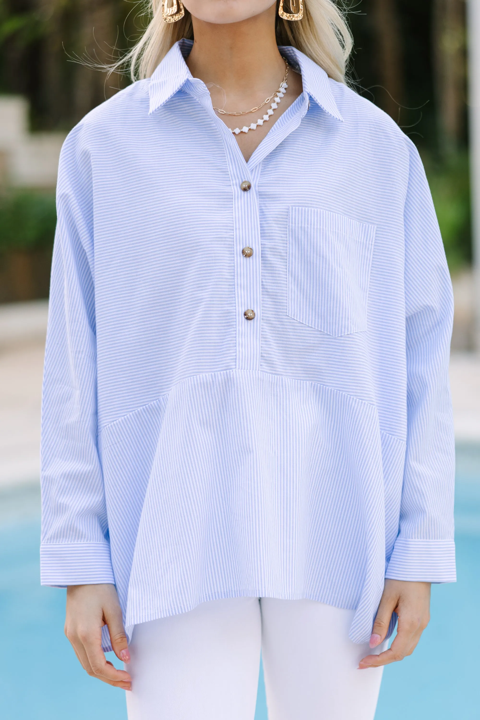 Find Yourself Blue Striped Blouse