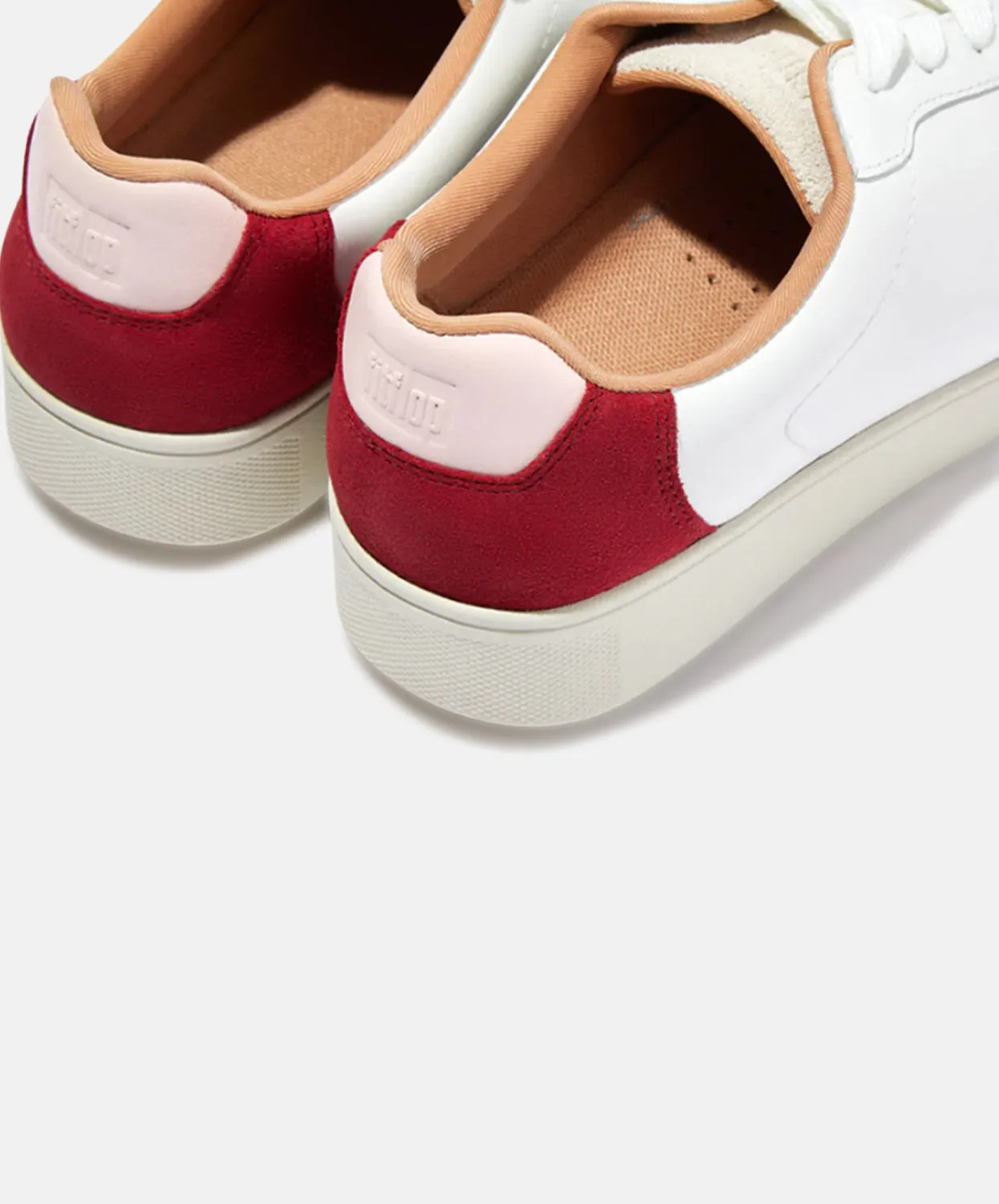 FitFlop Rally Leather/Suede Panel Sneakers Red