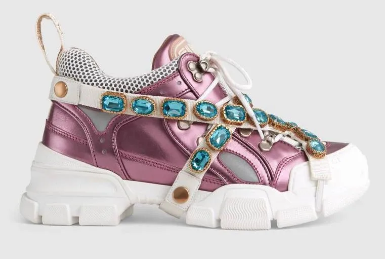 'Flashtrek' Sneakers with Removable Crystals, Pink