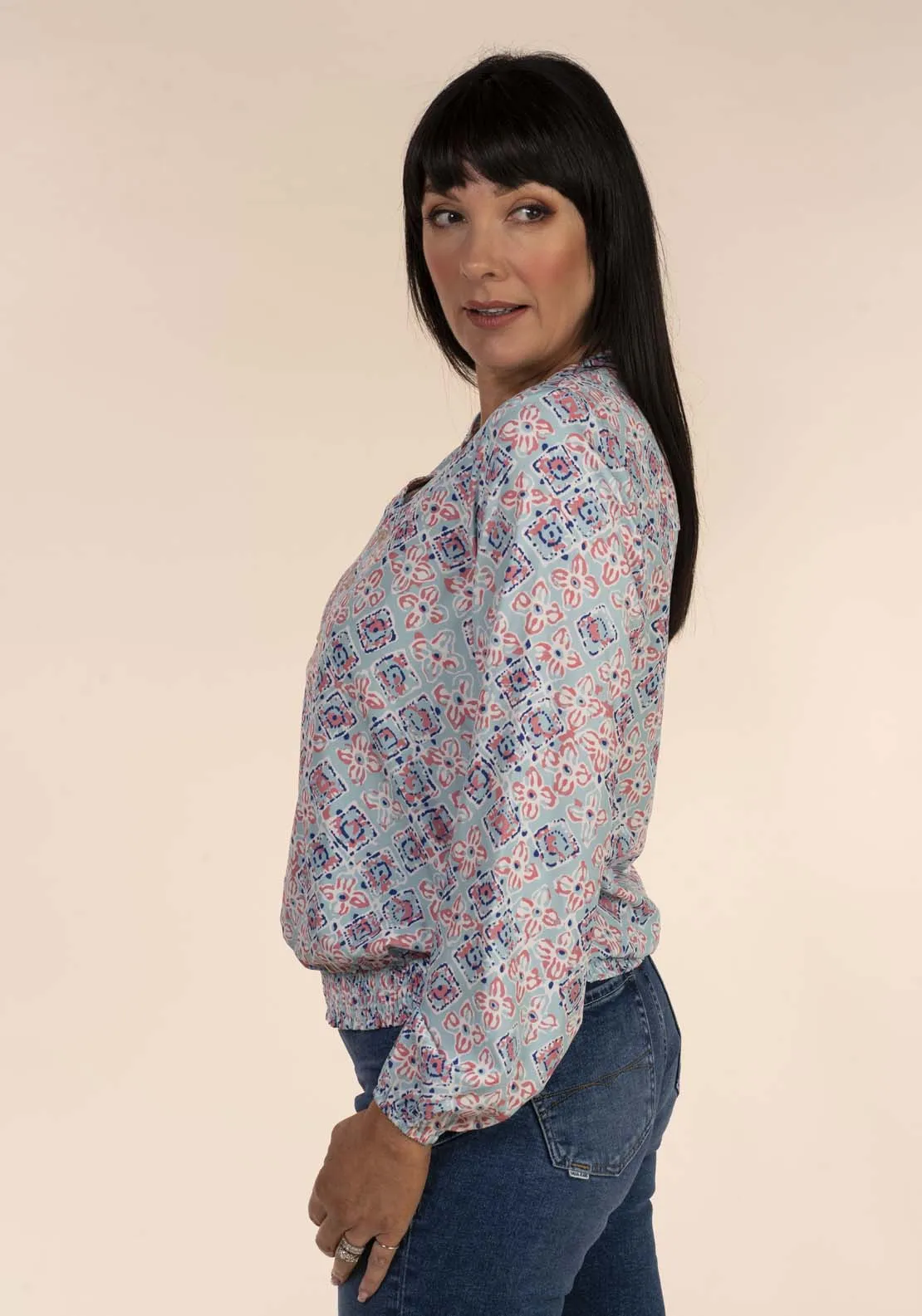 Frieda Bubble Blouse - Blue