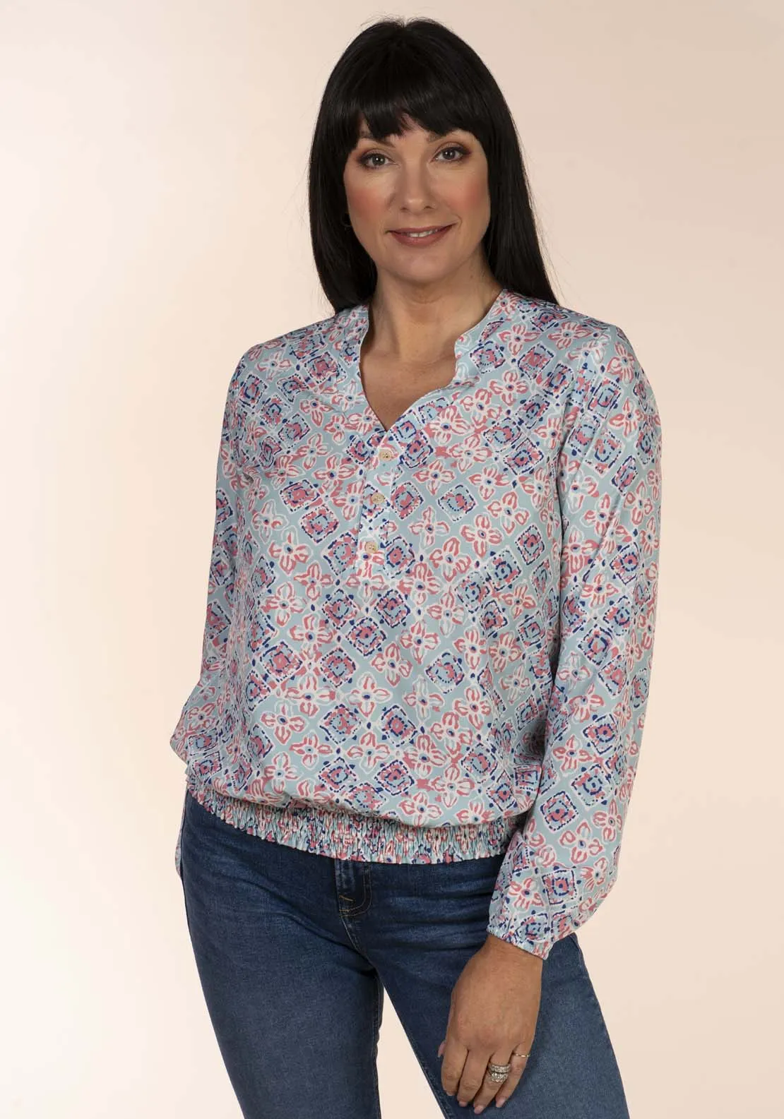 Frieda Bubble Blouse - Blue