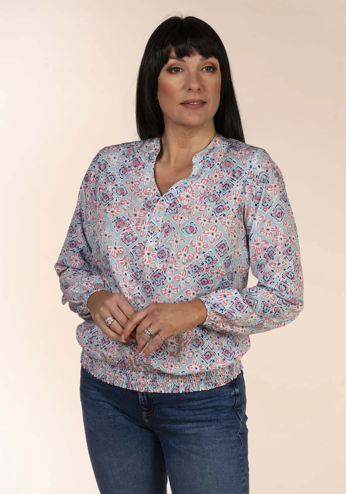 Frieda Bubble Blouse - Blue