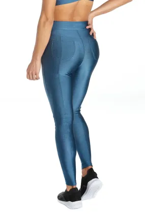 Galaxy Glossy Shiny Blue Legging