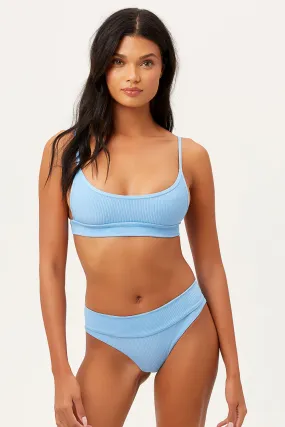 Gavin Ribbed Scoop Bikini Top - Chambray