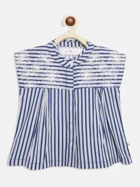 Girls Blue Striped Casual Top