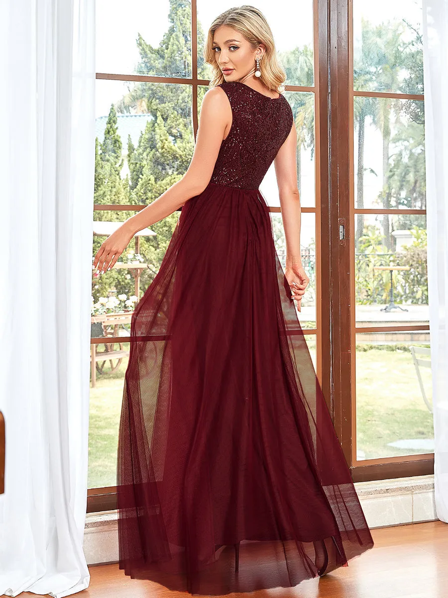 Glamorous Sleeveless A Line Wholesale Evening Dresses with Deep V Neck