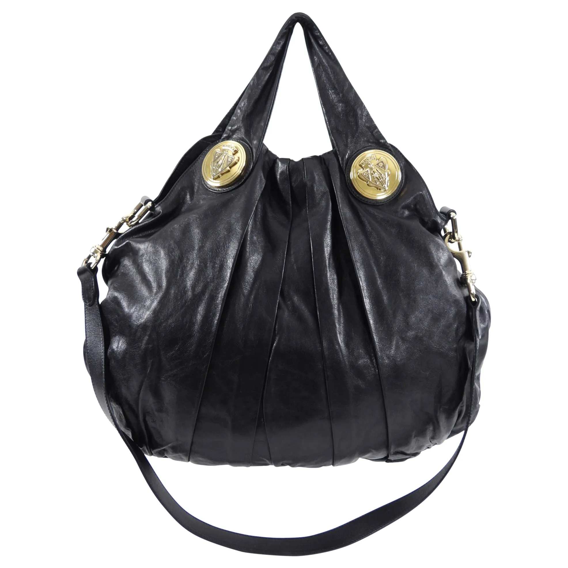 Gucci Black Leather Hysteria Hobo Two-Way Bag