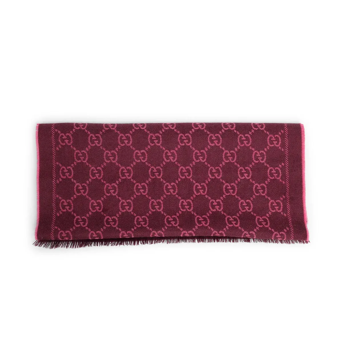 Gucci Pink Wool Double Jacquard GG Scarf