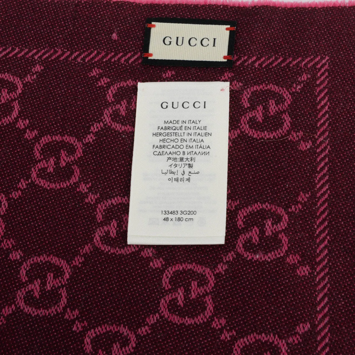 Gucci Pink Wool Double Jacquard GG Scarf