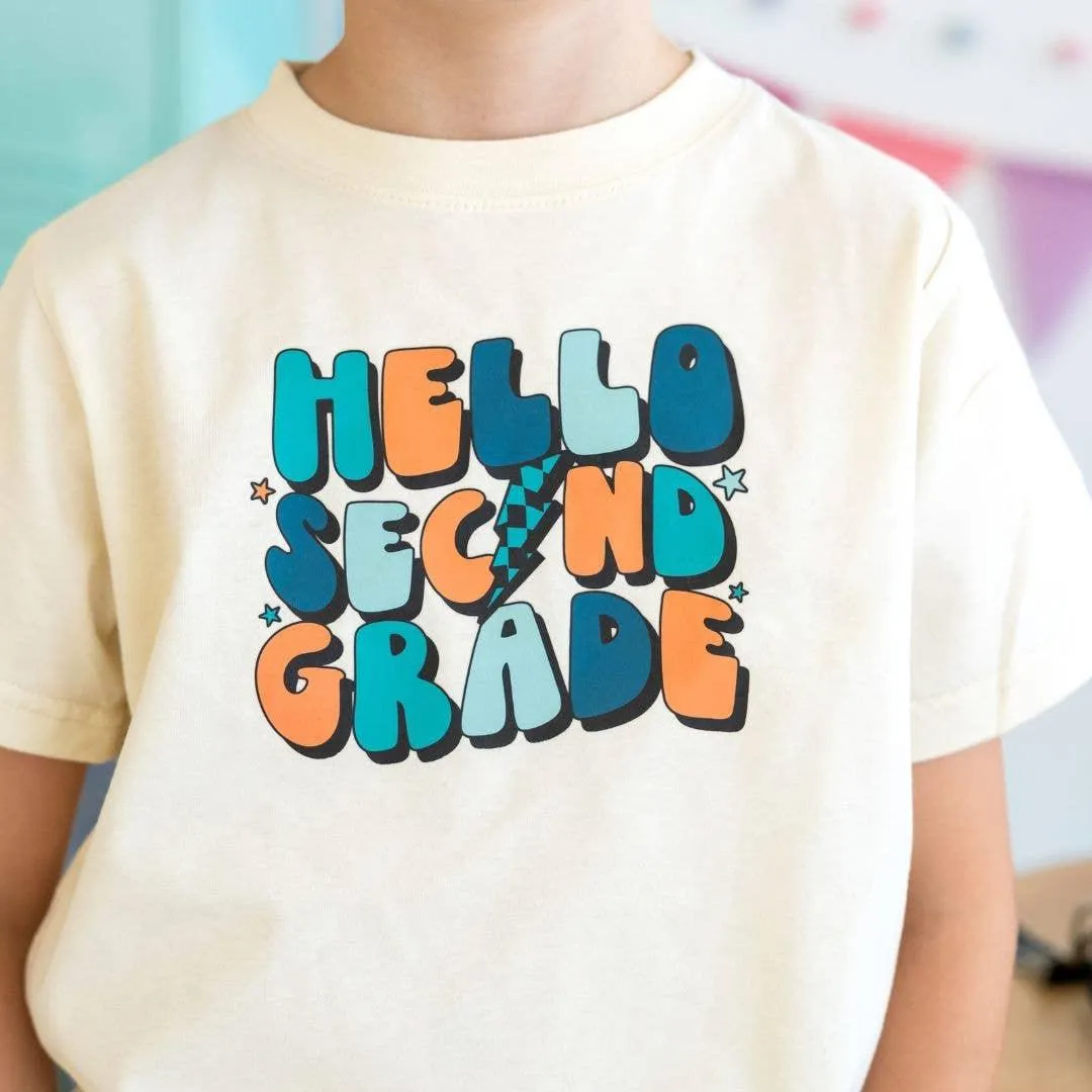 Hello Second Grade Short Sleeve Kids Shirt