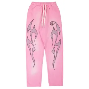 Hellstar Flame Sweatpants Grey Glitter Pink