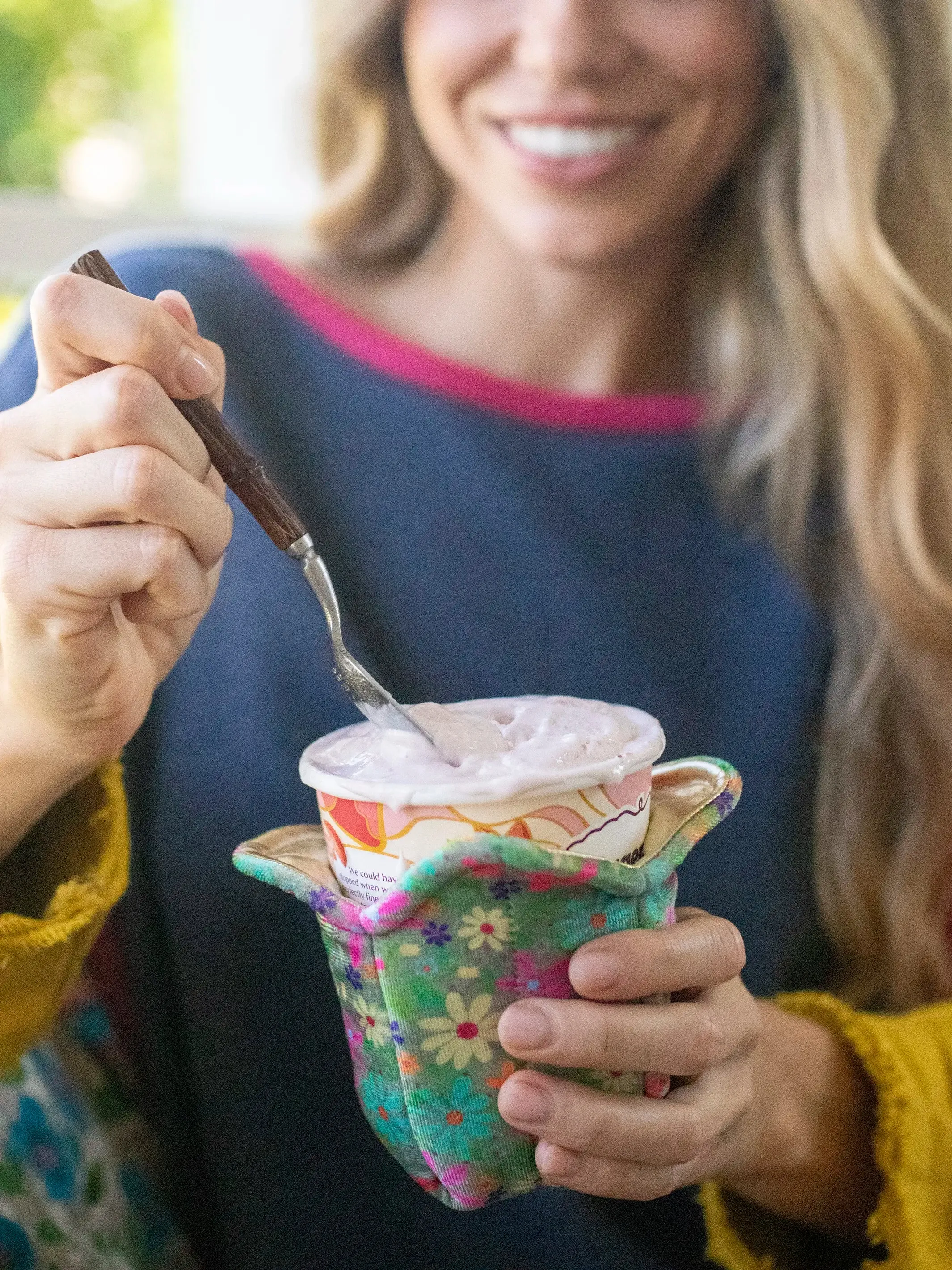 Ice Cream Cozy - Floral On Sage