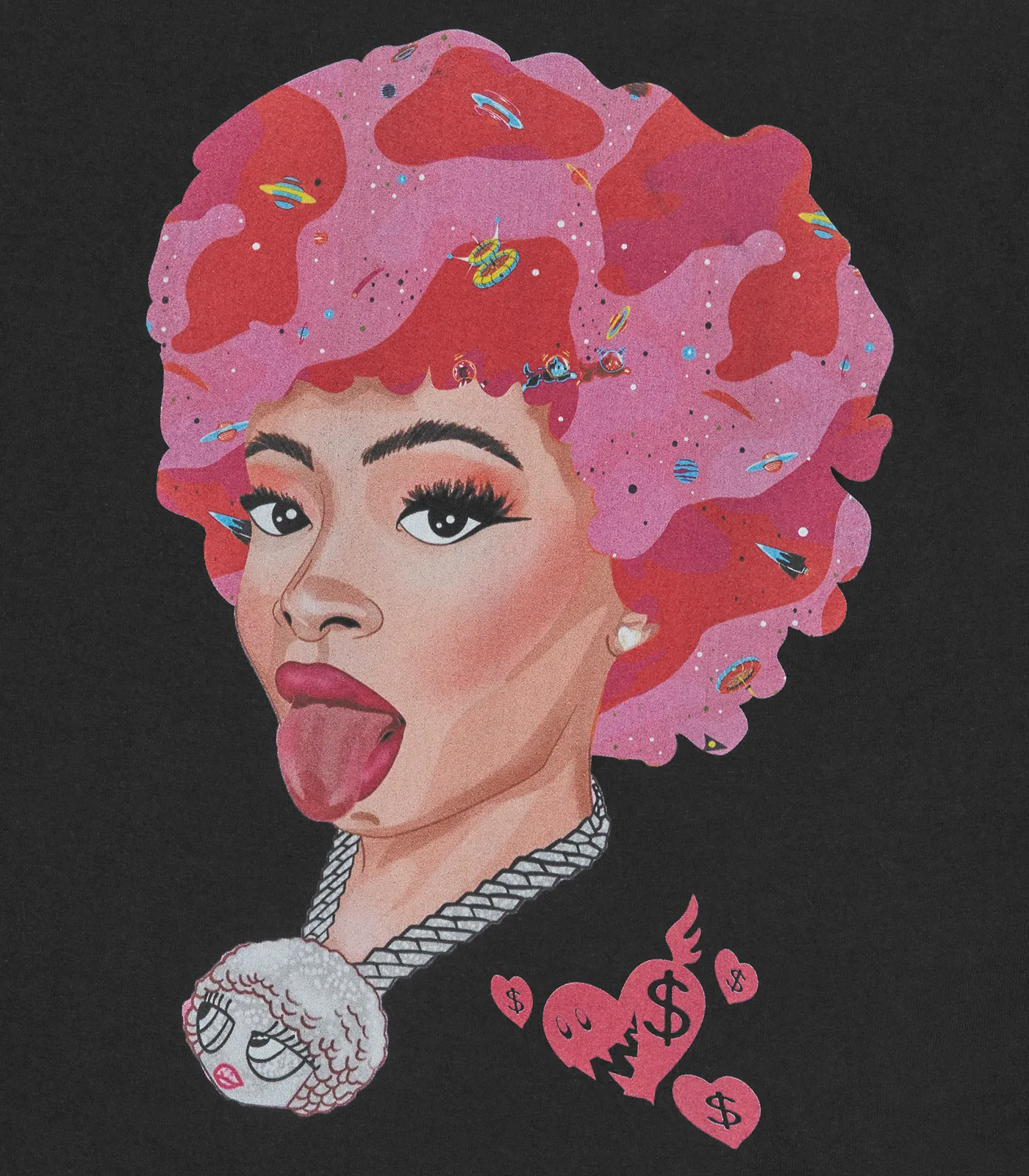 ICE SPICE X BBC PINK HAIR ICE T-SHIRT - BLACK