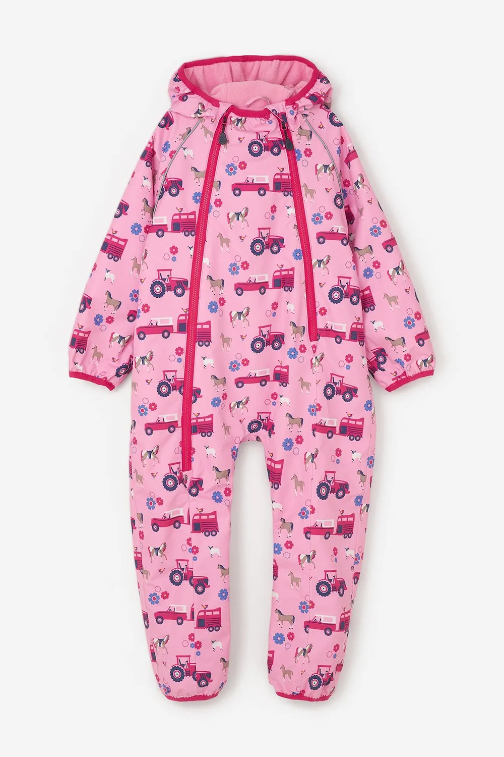 Jude Puddlesuit - Blush Pink Farm Print