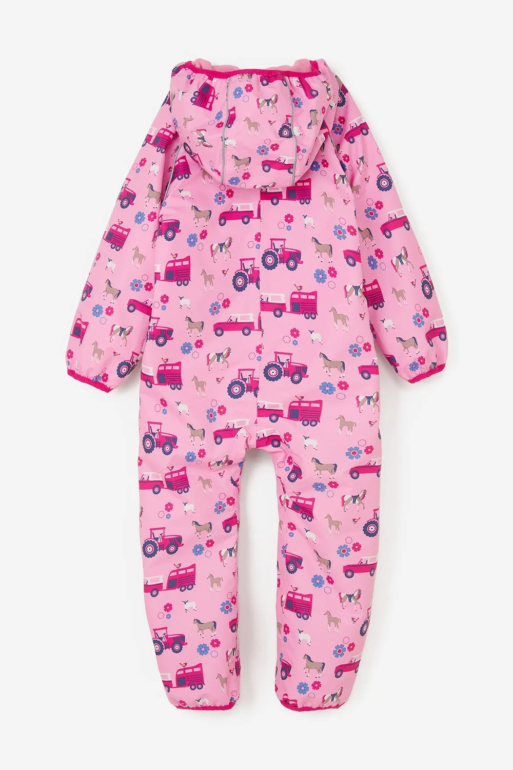 Jude Puddlesuit - Blush Pink Farm Print