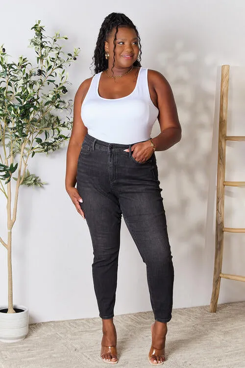 Judy Blue Tummy Control High Waist Denim Jeans in Black