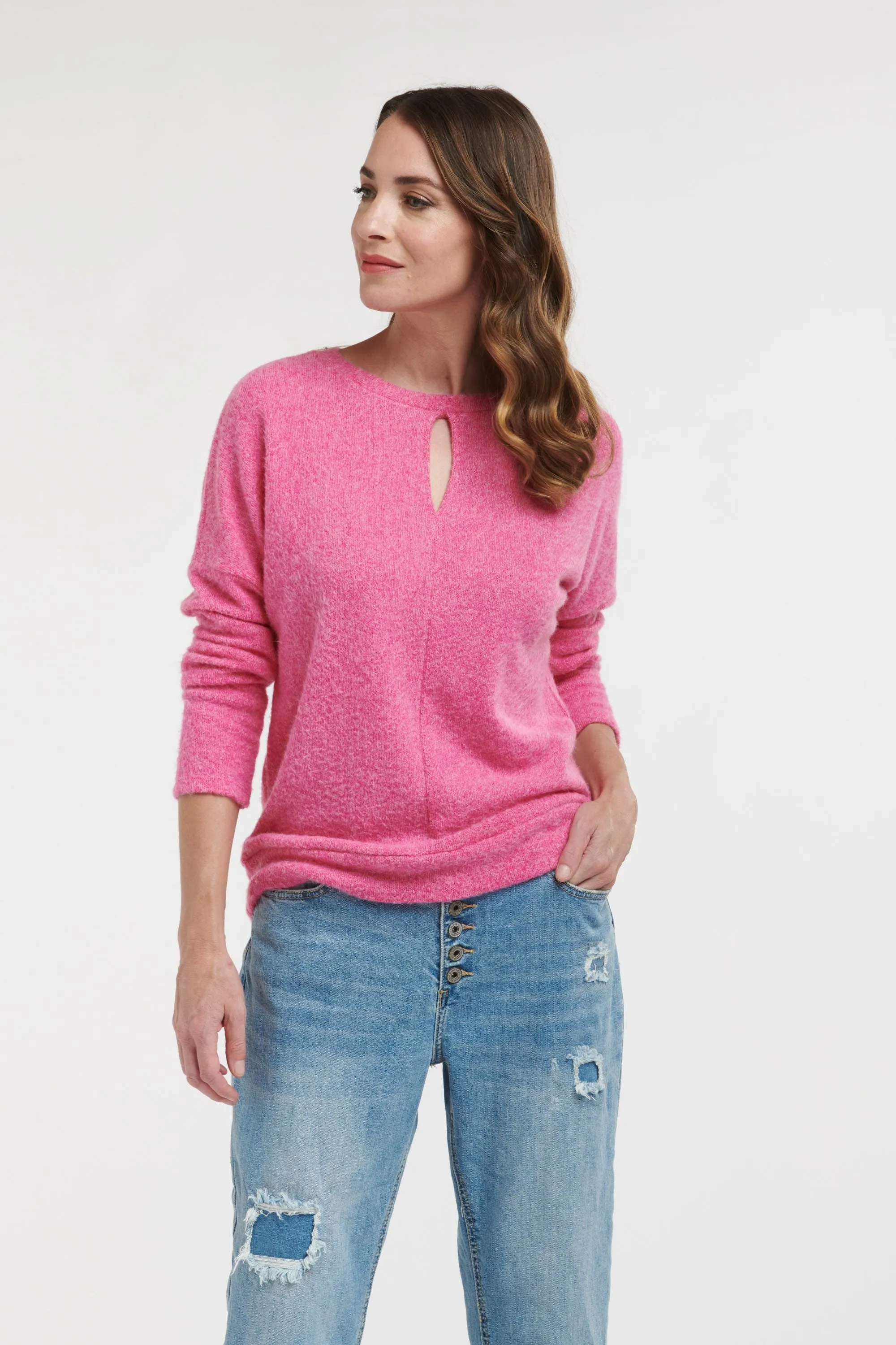 Keyhole Knit Top Pink