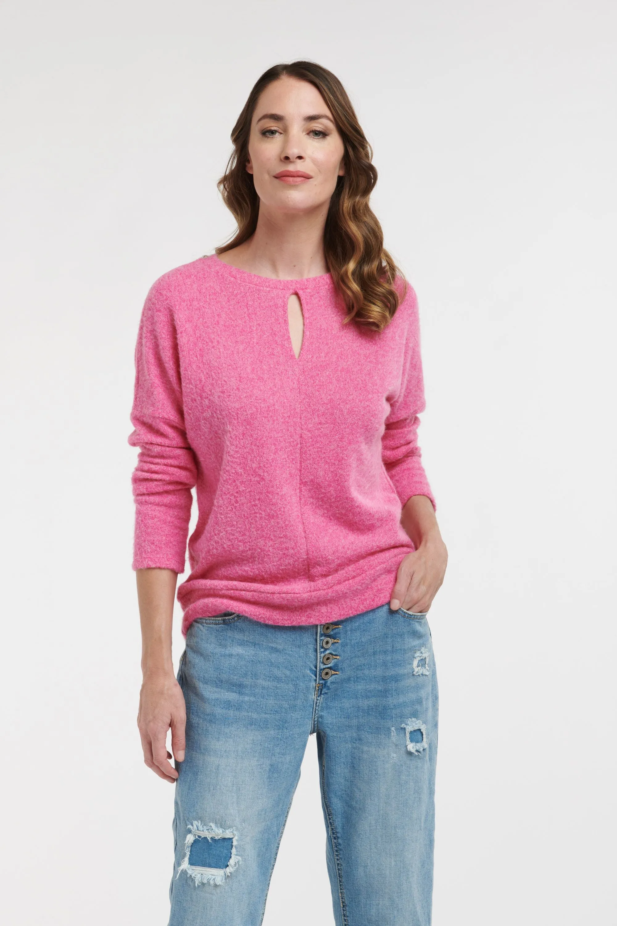 Keyhole Knit Top Pink