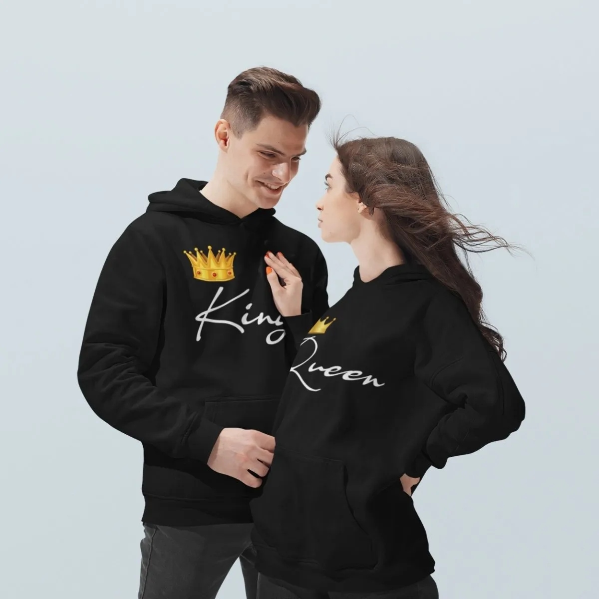 King And Queen Young Couple Hoodies