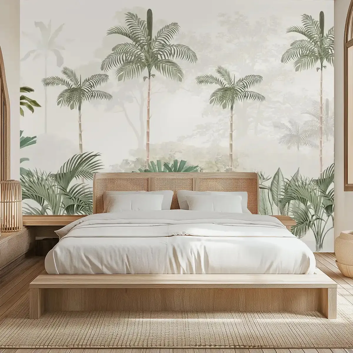 Kovalam Paradise, Palms Wallpaper for Rooms, Green, Customised (Copy)