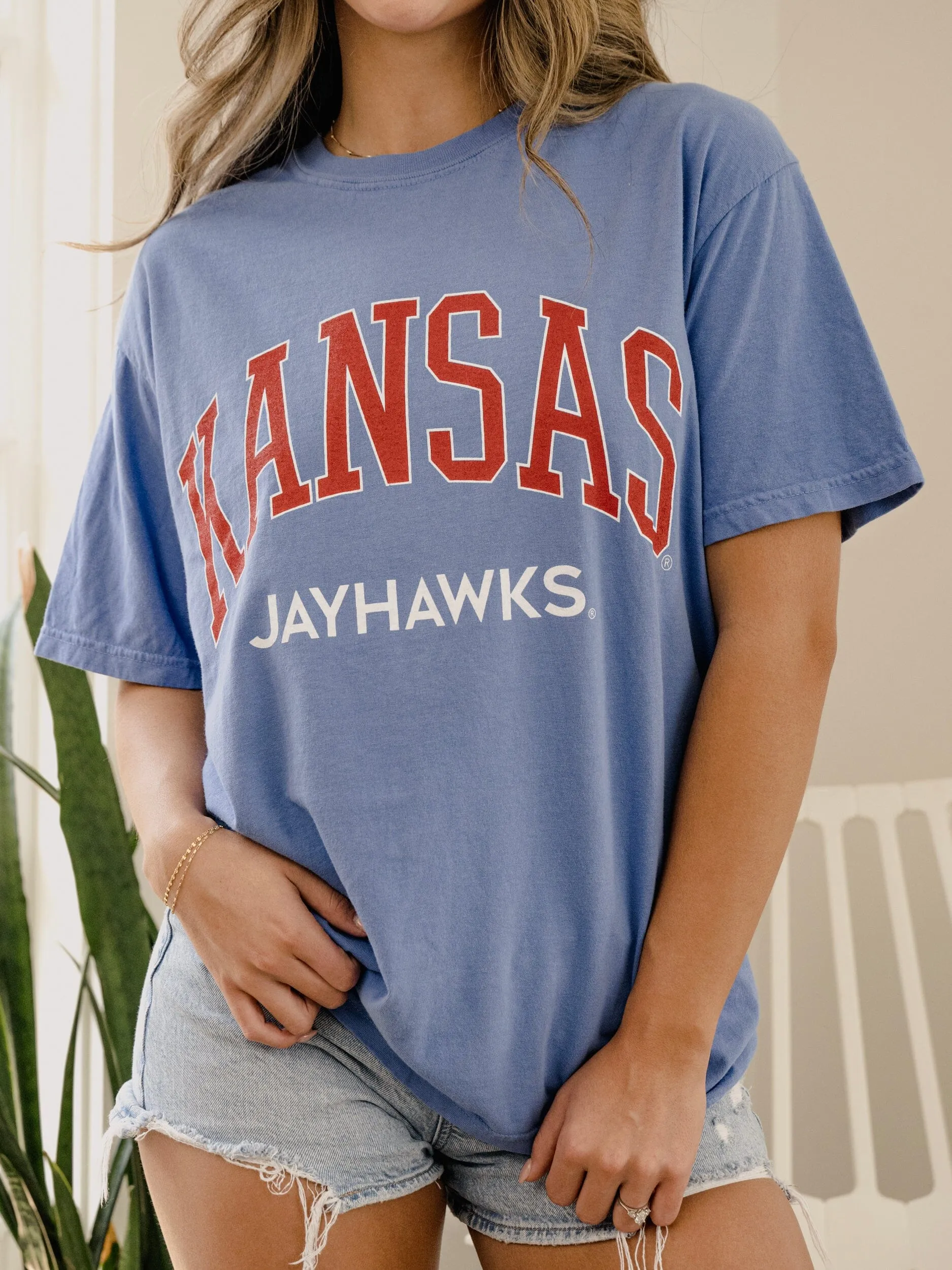 KU Jayhawks Filled Gault Mystic Blue Tee