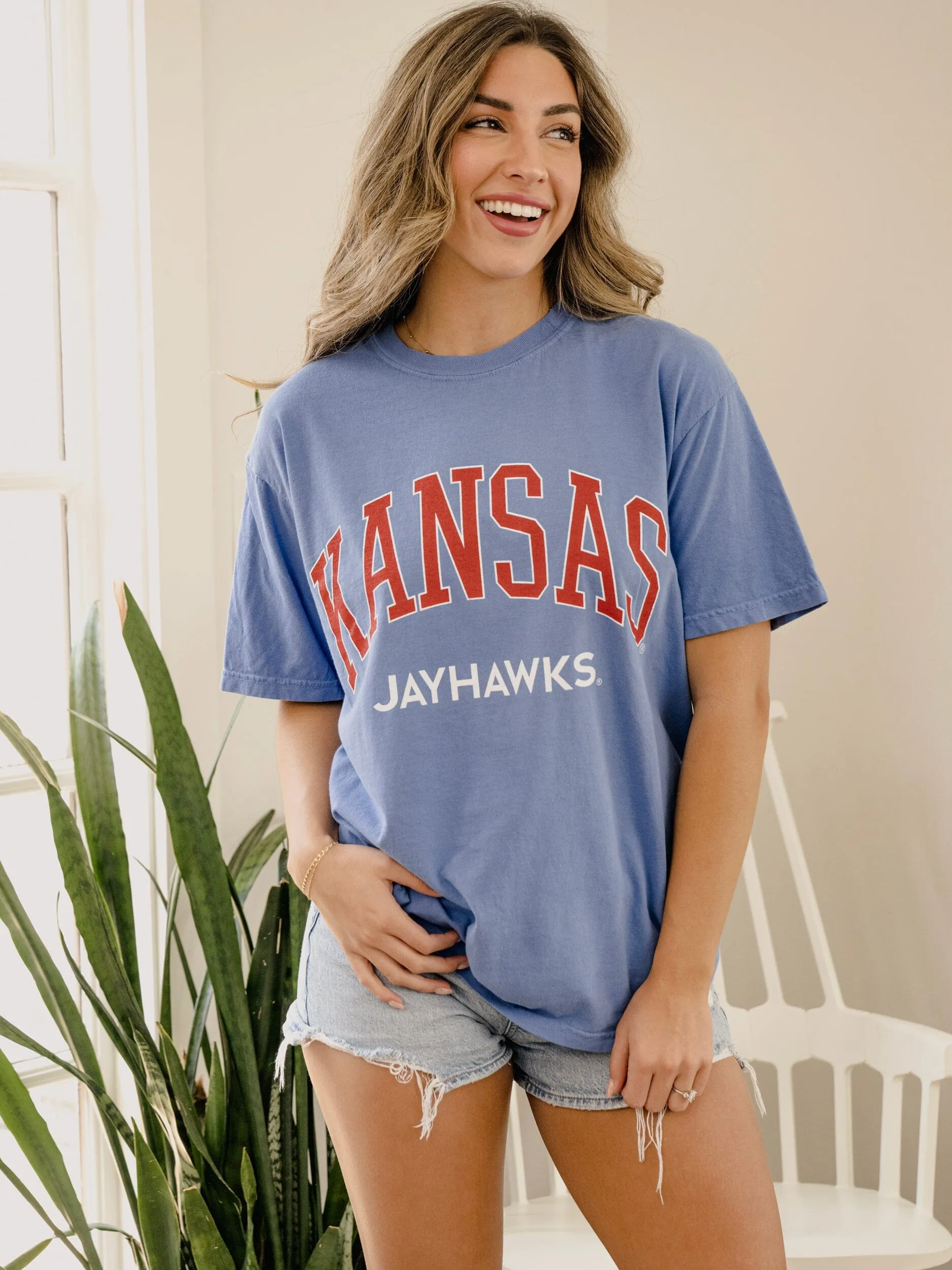 KU Jayhawks Filled Gault Mystic Blue Tee