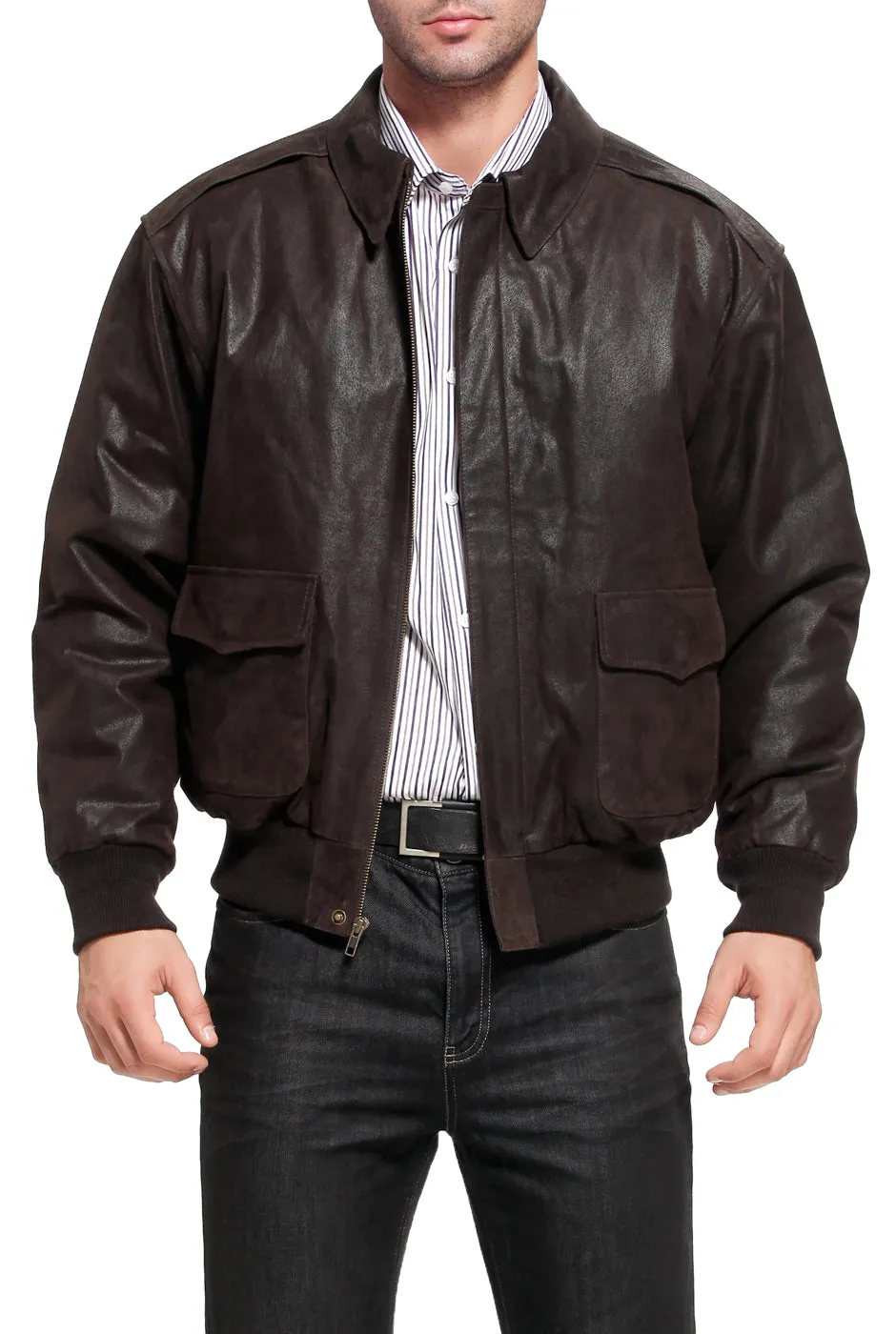 Landing Leathers Air Force Men A-2 Distressed Leather Flight Jacket