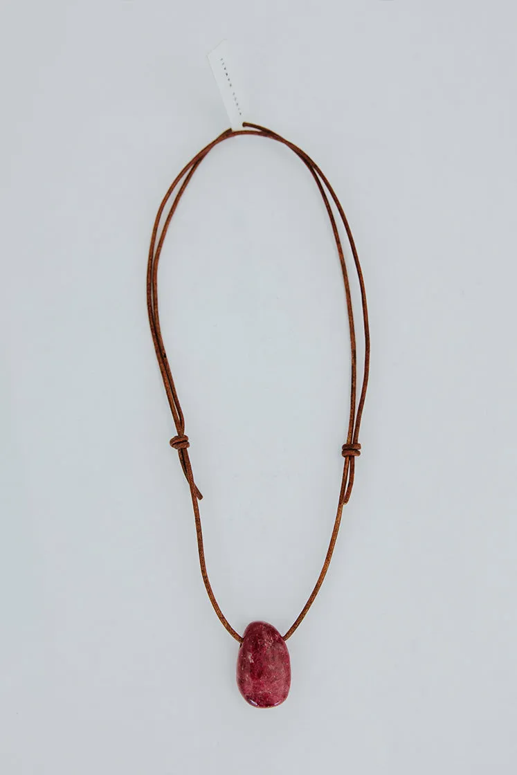 Leather Necklace - Thulite