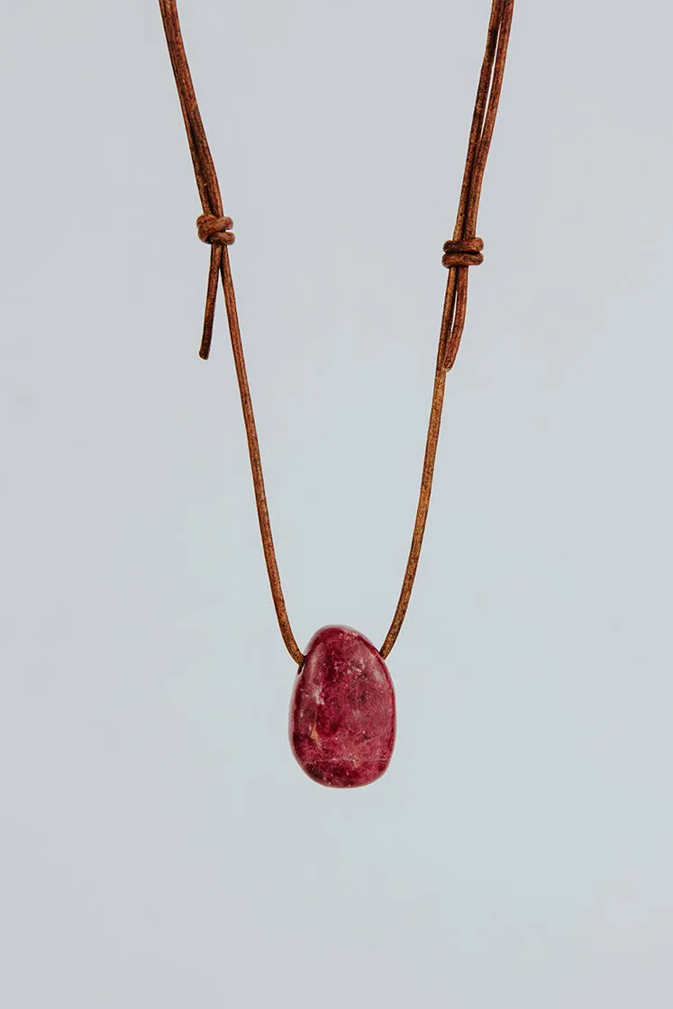 Leather Necklace - Thulite