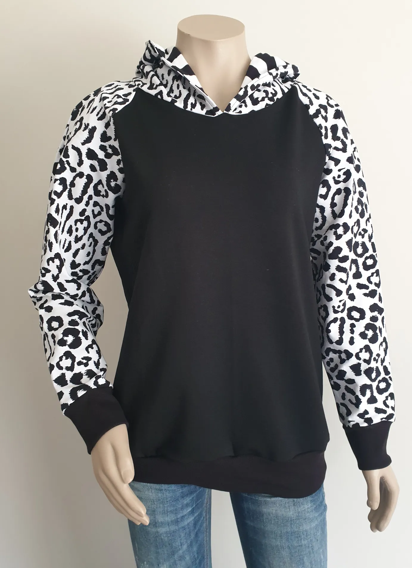 Leopard Print Black  Hoody