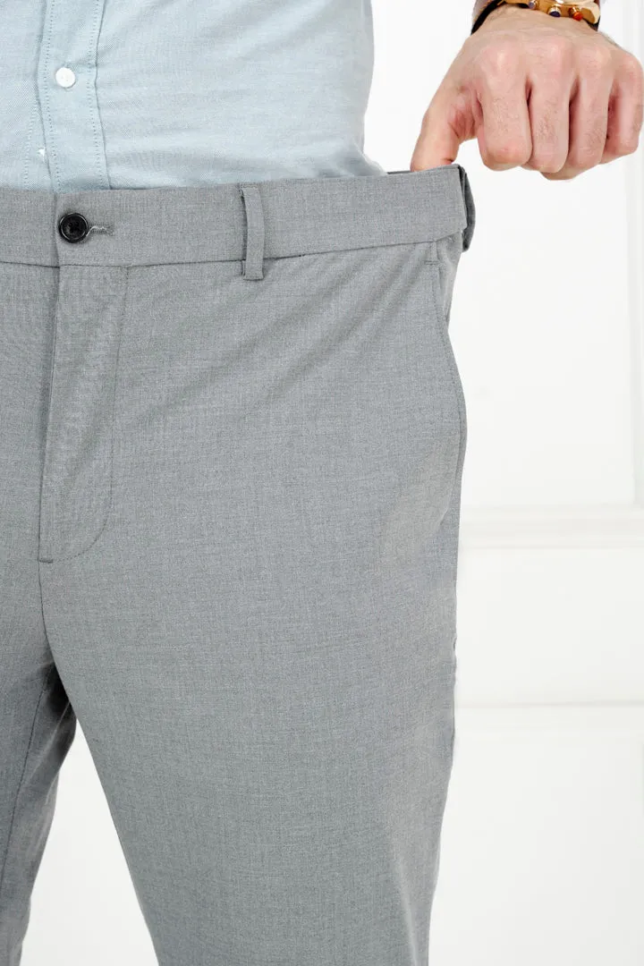 Light Grey Slim Fit Stretch Formal Pants