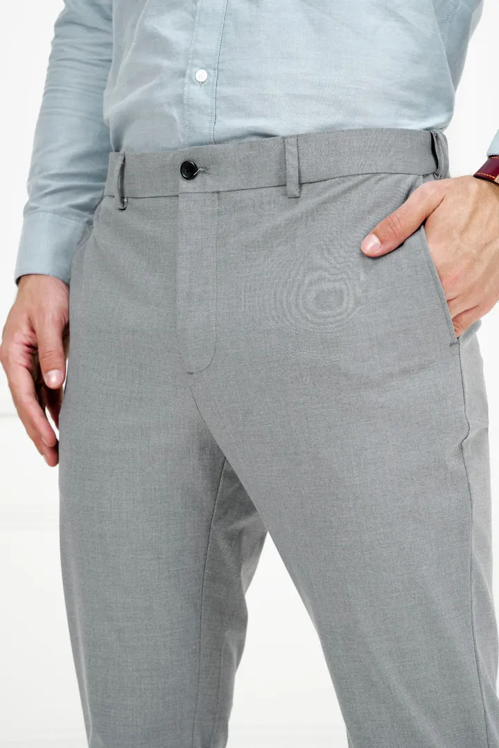 Light Grey Slim Fit Stretch Formal Pants