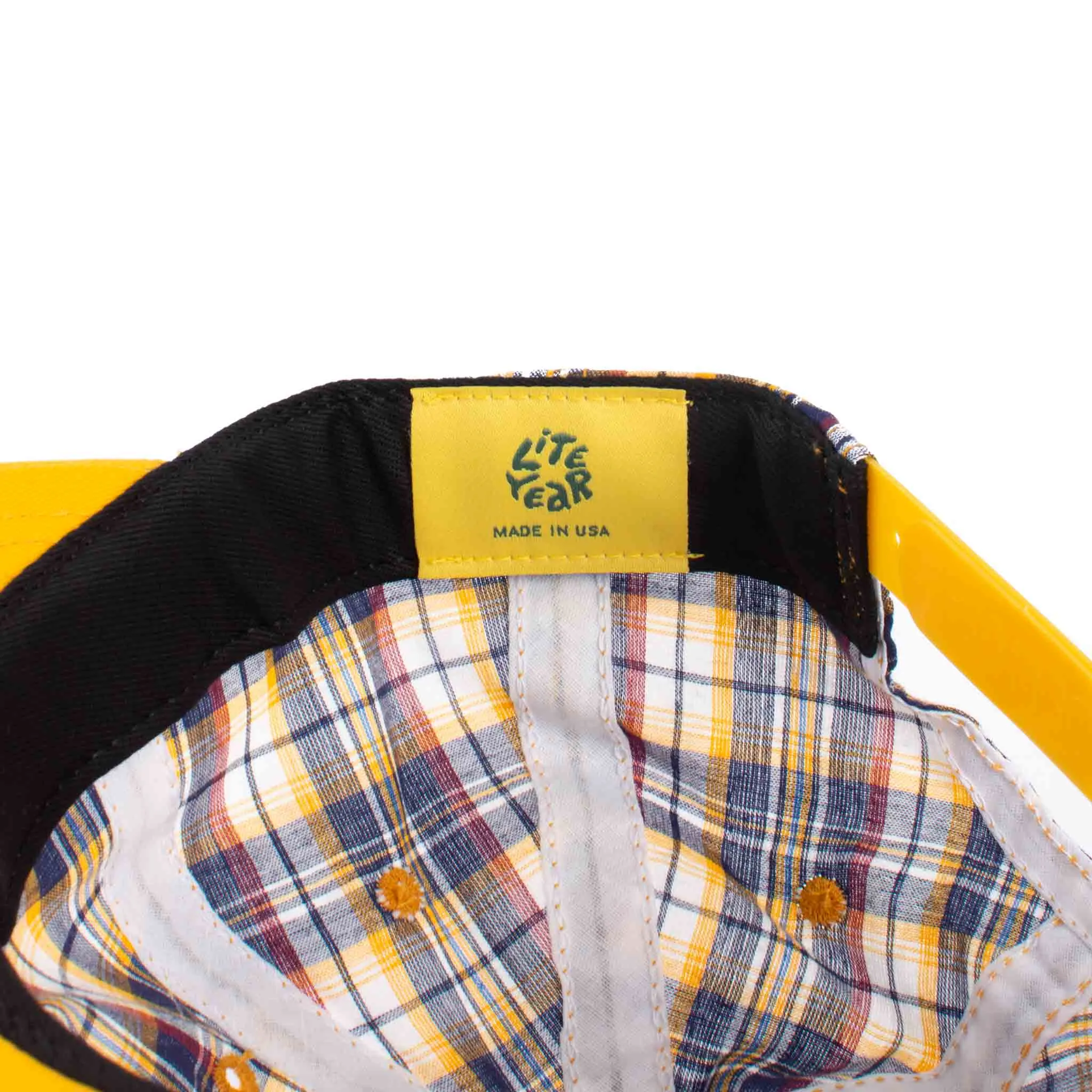 Lite Year Madras Plaid Six Panel Cap Yellow Check