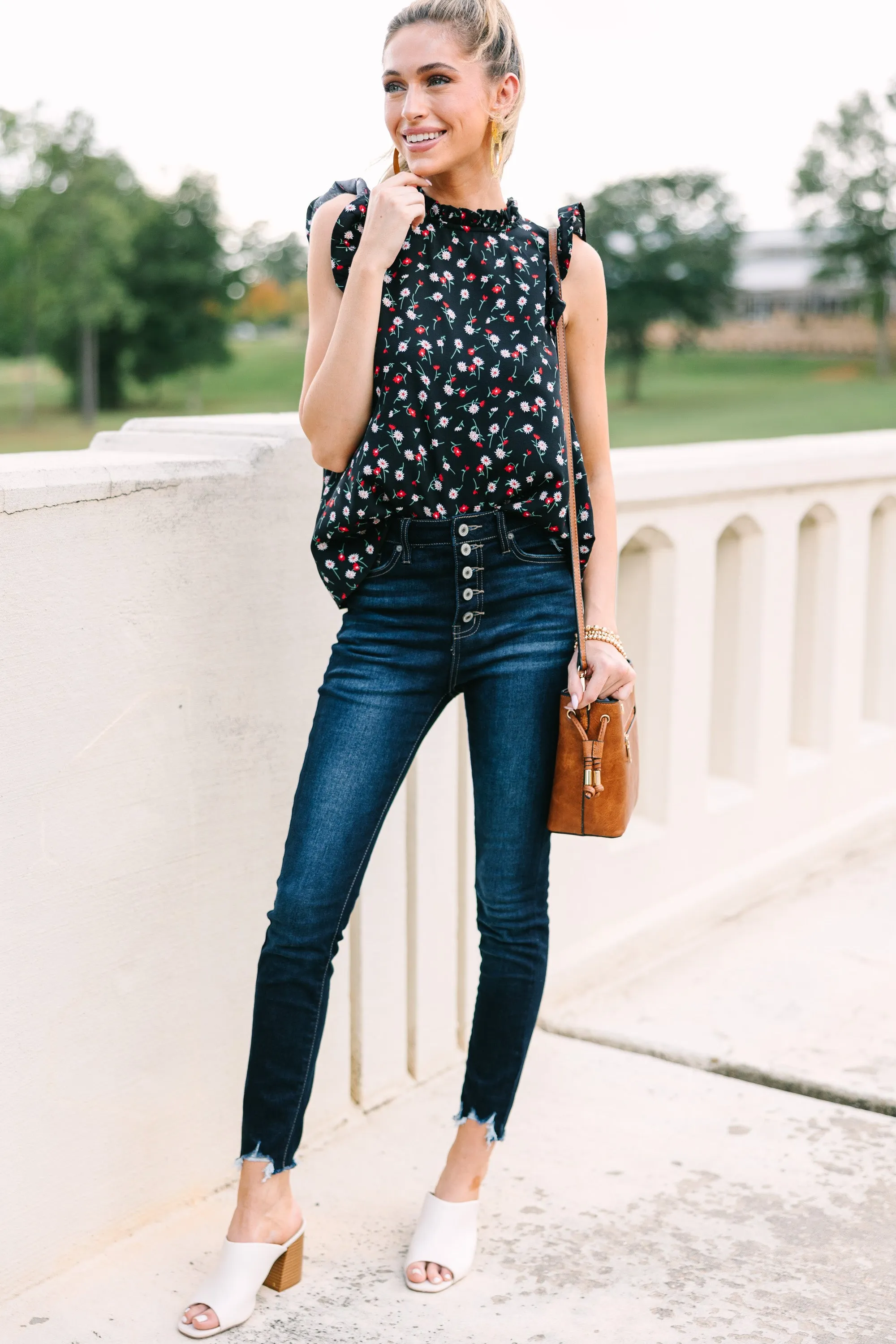 Live For You Black Floral Blouse