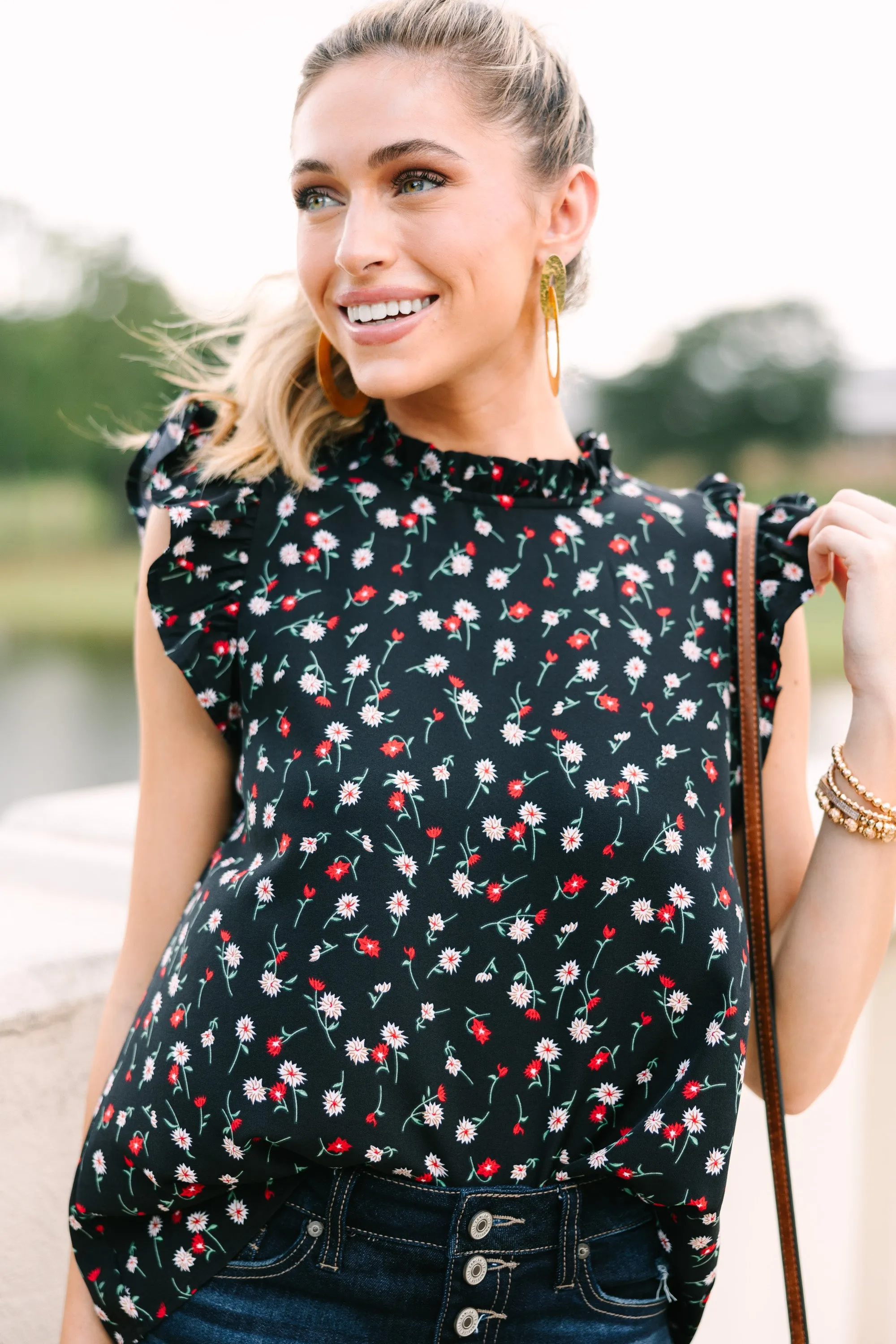 Live For You Black Floral Blouse