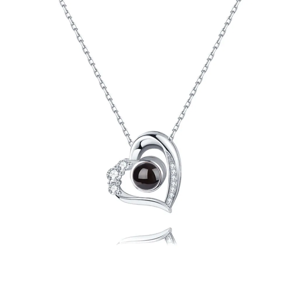 Love Diamond Heart Projection Necklace with Picture Inside