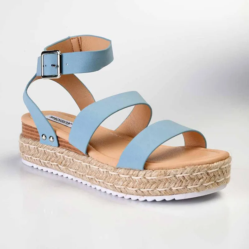 Madison Cassie Double Strap Espadrille Sandals - Denim Blue