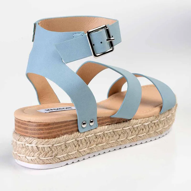 Madison Cassie Double Strap Espadrille Sandals - Denim Blue