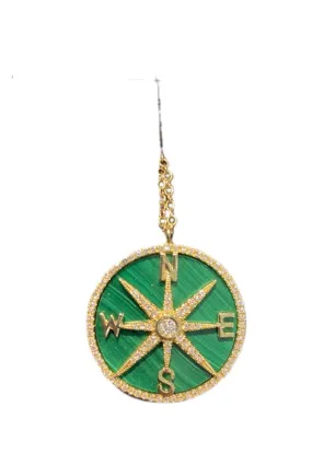 Malachite Compass necklace yellow gold